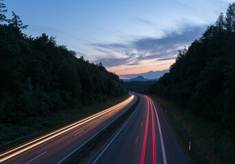 Long exposure of busy highway at dusk	Long exposure of busy highway at dusk	A striking long...