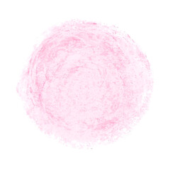 Hand painted pink circle handdrawn with pastel crayon. Png clipart isolated on transparent background