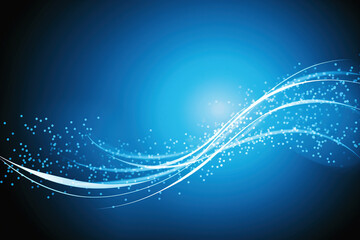 Festive blue abstract background with white lights.