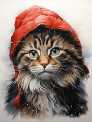 Cat in a santa hat