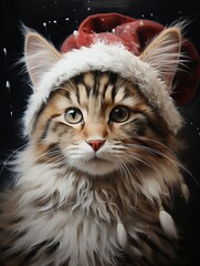 cat with christmas hat