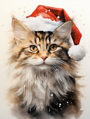 cat with christmas hat