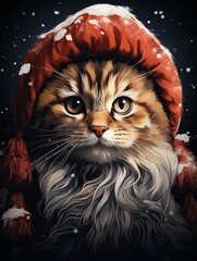 Christmas cat in the snow