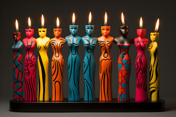 a celebration of the African-American spirit, a colorful kinara (candleholder)