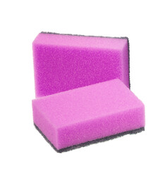 Pink kitchen sponge, domestic cleaning tool. Png clipart isolated on transparent background