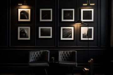 Dark Academia Interior Design Photography  | Photo Frame Mock-Up | Office, Livingroom Library  |  8 Frame