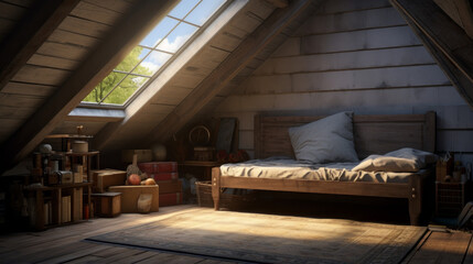 An attic is the perfect spot for a cozy daybed and a skylight