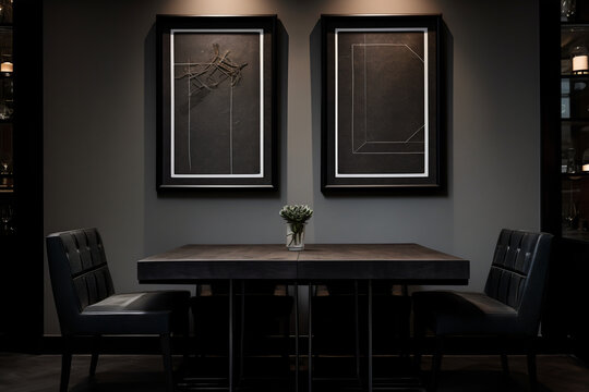 Dark Academia Interior Design Photography  | Photo Frame Mock-Up | Dining Room | 2 Frames