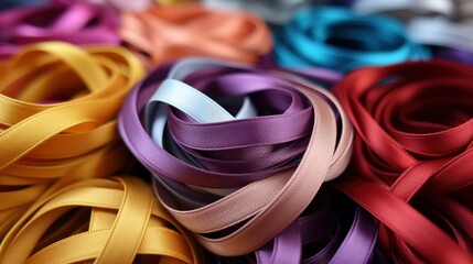 Close Shot Decorative Multicolor Ribbons Waving, Bright Background, Background Hd