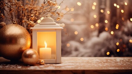 Celebrate the holiday spirit with this New Year background, showcasing twinkling Christmas decorations