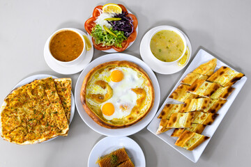 Kiymali pide.Turkish pide with minced meat. Turkish pizza mince pita Pide on white background. Etli ekmek. Kusbasi kasarli, kiymali kasarli, kiymali yumurtali,  tirnak Trabzon, Bafra, Kusbasili pide.