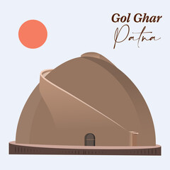 Gol Ghar_Building_Patna_Bihar Minimalist Vector Illustration - obrazy, fototapety, plakaty