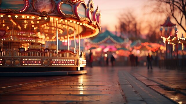 Blurred Image People Funfair Amusement Park, Bright Background, Background Hd
