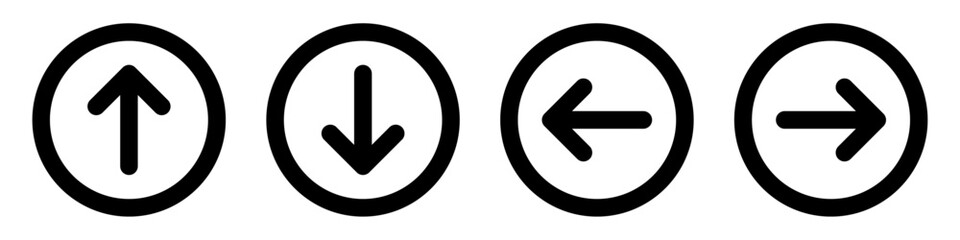 Up, down, left and right arrows
