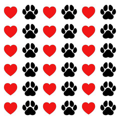pet hearts and paw pattern