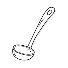 Ladle vector icon in doodle style. Symbol in simple design. Cartoon object hand drawn isolated on white background.