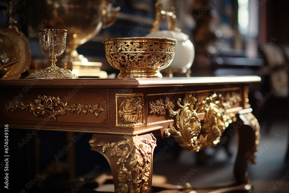 Poster a picture of a table with a bowl on top. this versatile image can be used to depict various concepts