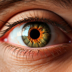 The close-up reveals the intricate patterns of the iris, showcasing the human eye as a marvel of natural design