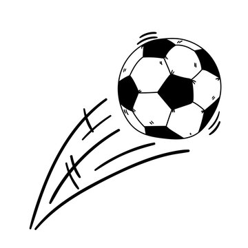 Soccer ball vector icon in doodle style. Symbol in simple design. Cartoon object hand drawn isolated on white background.