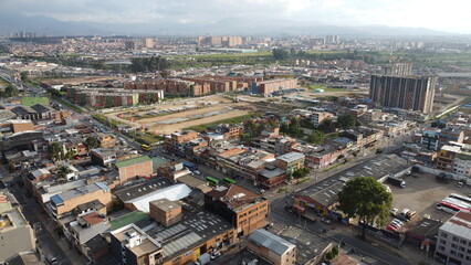 Fototapeta na wymiar aerial photography of Bogota, neighborhoods and streets