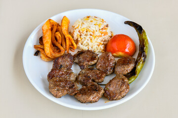 Meatball between bread (Turkish name : ekmek arasi kofte ). Izgara kofte