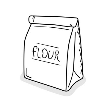 Flour vector icon in doodle style. Symbol in simple design. Cartoon object hand drawn isolated on white background.