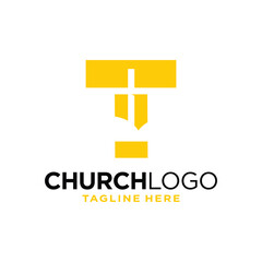 Letter T Church Logo Design Template Inspiration, Vector Illustration.