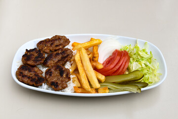 Meatball between bread (Turkish name : ekmek arasi kofte ). Izgara kofte
