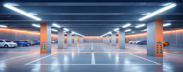 Modern undergroung  car parking . generative ai