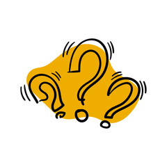 Question mark icon in doodle style. Help symbol. FAQ sign on white background.