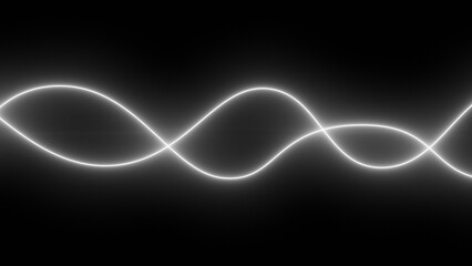 White lines smoothly intertwine on a black background. Glowing white lines. - Powered by Adobe