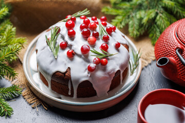 Delicious Christmas cake, a festive holiday treat.