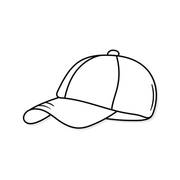 Baseball cap vector icon in doodle style. Symbol in simple design. Cartoon object hand drawn isolated on white background.