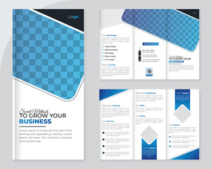 Modern business tri-fold brochure design layout, Professional corporate tri-fold brochure with blue color