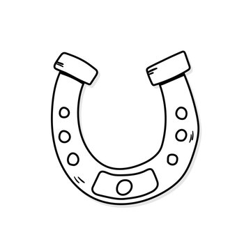 recommend clip art: Horseshoe vector icon in doodle style. Symbol in simple design. Cartoon object hand drawn isolated on white background.