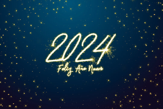 Feliz año nuevo 2024 - happy new year in spanish language 