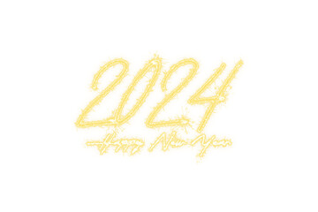Happy New Year 2024, isolated object, transparent background