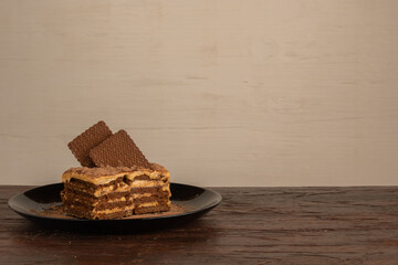 Chocotorta typical dessert from Argentina. Made with dulce de leche mixed with cream and chocolate cookies.