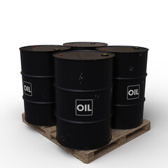 Black Oil Barrels Or Chemical Drums Stacked up With Transparent Background