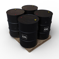 Black Oil Barrels Or Chemical Drums Stacked up With Transparent Background