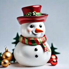 A ceramic snowman figure figurine decoration