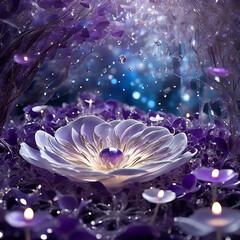 The shimmering whirl of enchanting indigo and lavender hues. Generative Ai