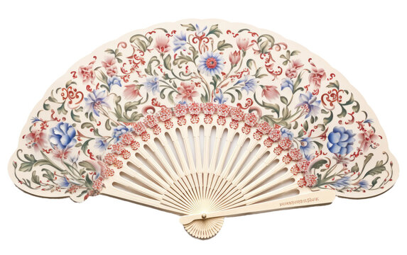 Hand Painted Chinese Paper Fan on isolated background