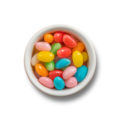 Colorful candy jelly bowl isolated on white background.