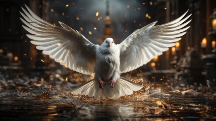 The dove of peace spreads its majestic wings