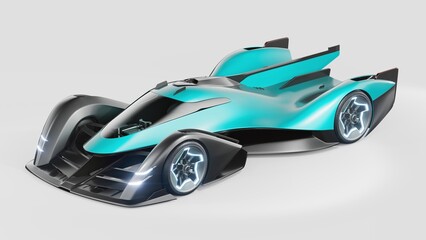 Fototapeta na wymiar 3D rendering of a brand-less generic concept racing car 