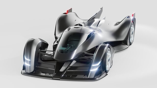 3D rendering of a brand-less generic concept racing car	
