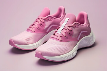 Modern, fashionable, women's sneakers in pink.