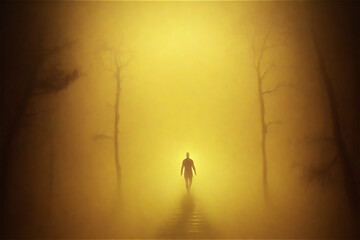 霧の中を一人歩く　ジェネレーティブ AI