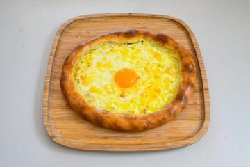 Kiymali pide. Turkish pide with minced meat. Turkish pizza mince pita Pide on white background. Etli ekmek. Kusbasi kasarli, kiymali kasarli, kiymali yumurtali, Trabzon, Kusbasili pide.